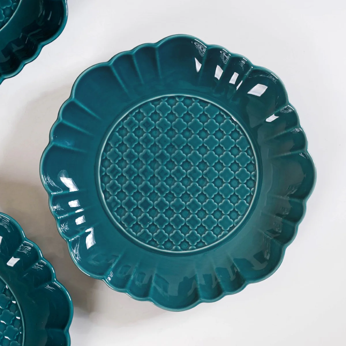 Luxe Moroccan Round Dinner Plate Dark Green Set Of 4 10 Inch - Image 3