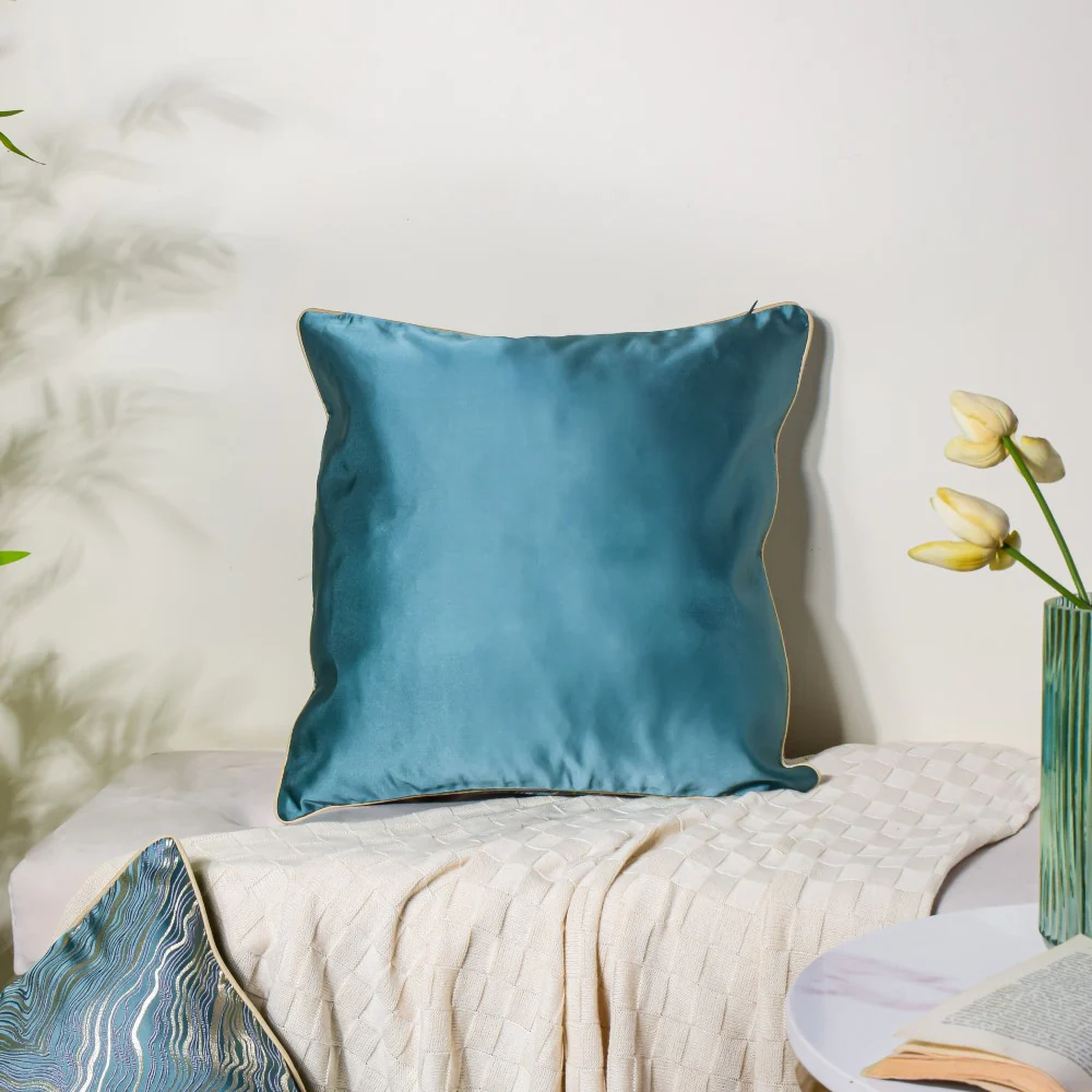 Luxury Embroidered Cushion Cover Green Set of 2 17x17 Inch - Image 3