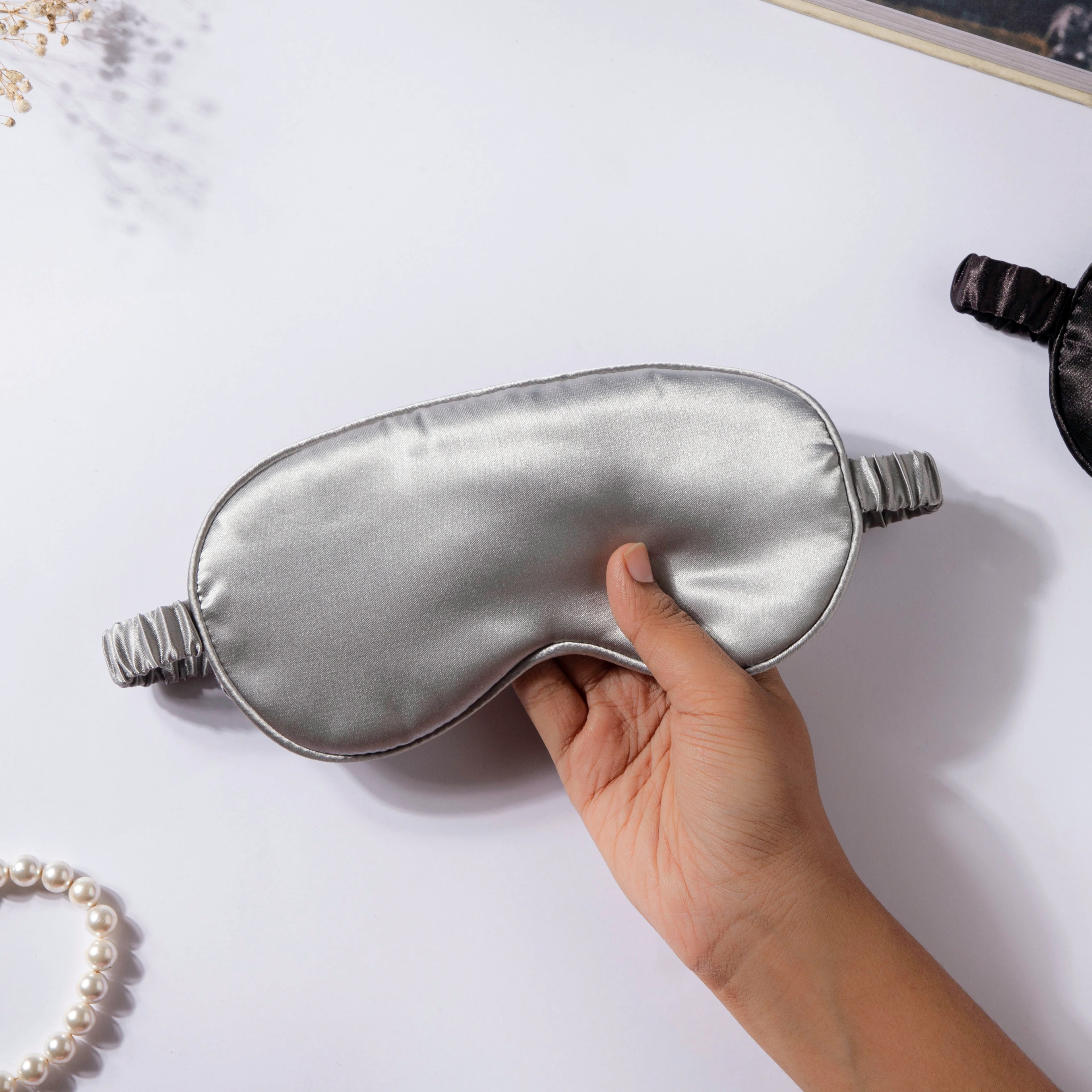 Luxury Sleep Satin Eye Mask Grey - Image 2