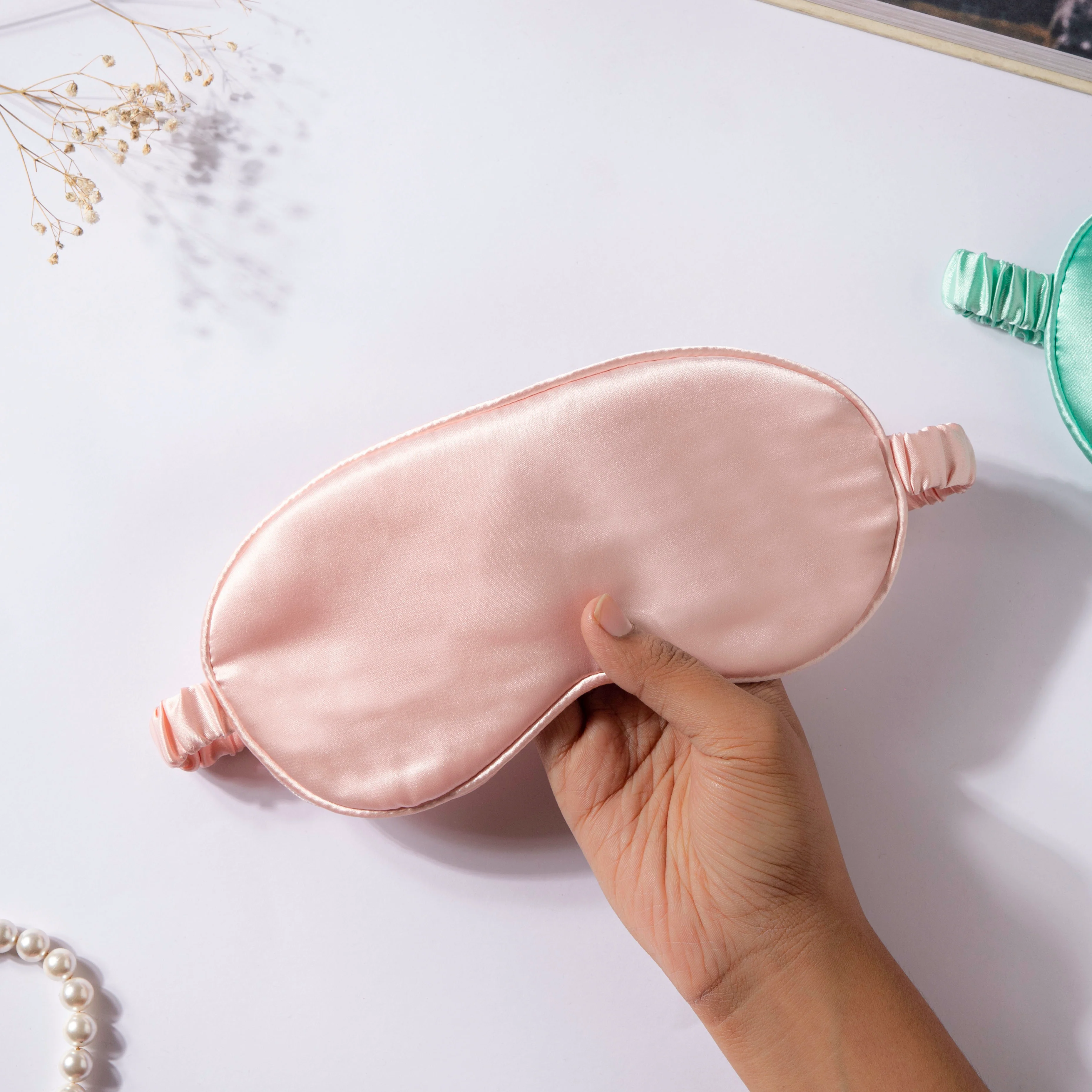 Luxury Sleep Satin Eye Mask Pastel Pink - Image 2