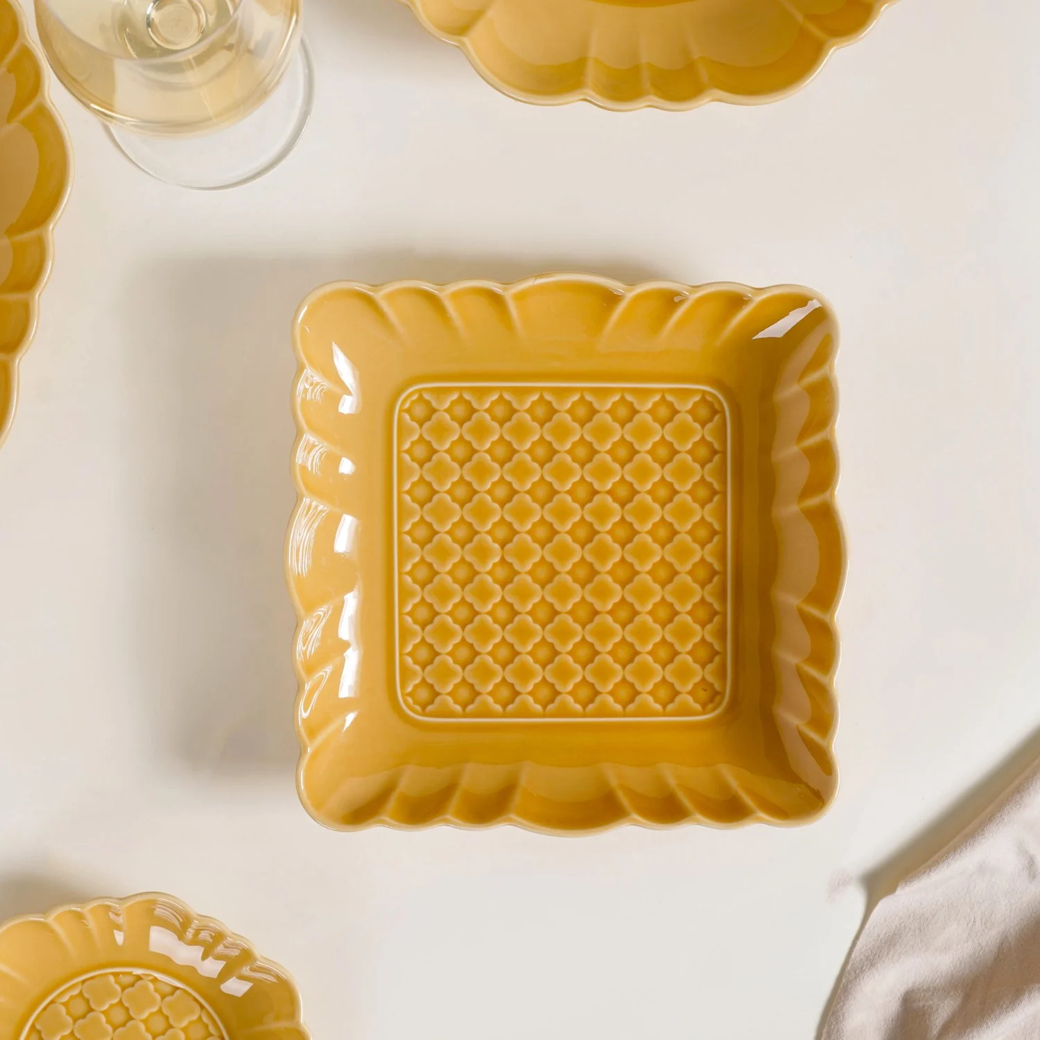 Luxury Texture 28 Piece Dinner Set For 6 Ochre Yellow - Image 19