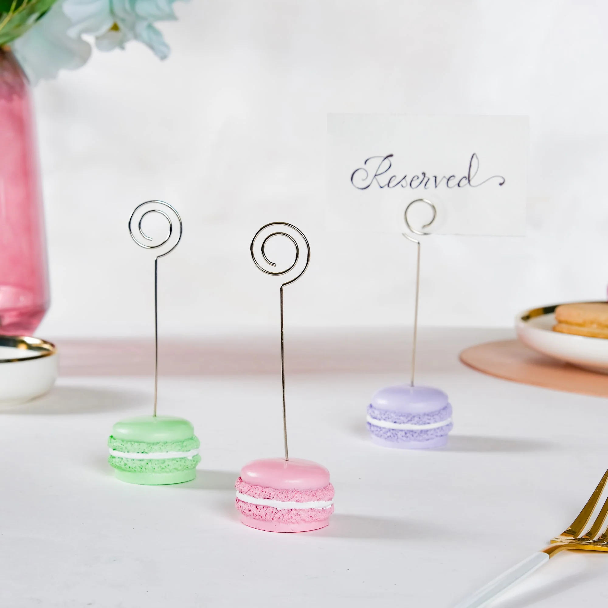Macaron Table Card Clip Holder Pink 4.5 Inch - Image 8