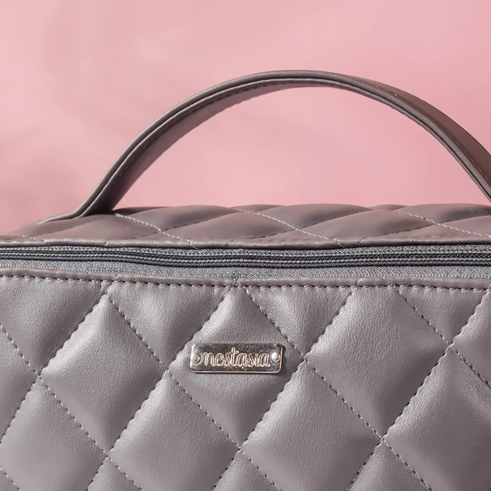 Makeup Pouch Large Capacity Quilted Grey - Image 12