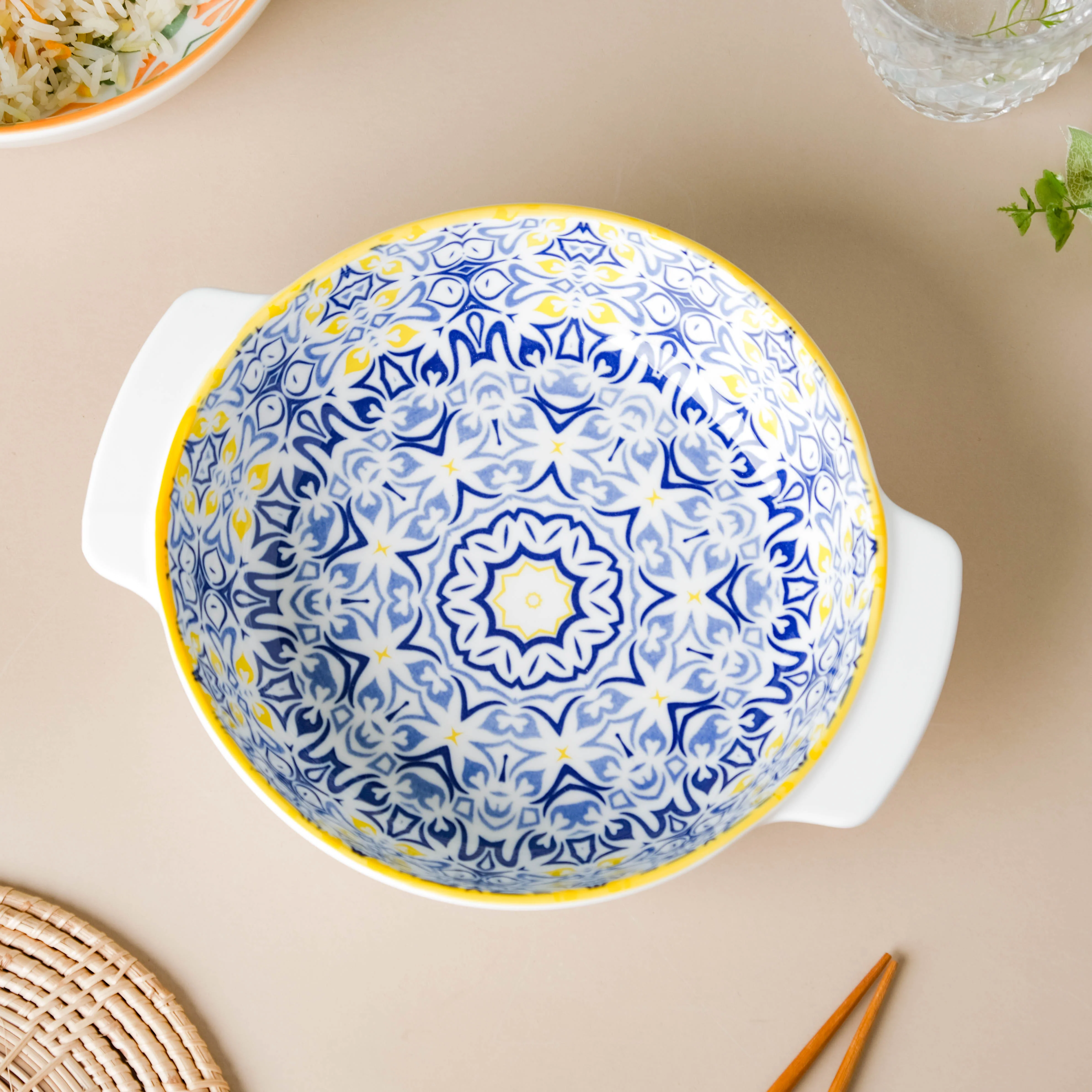 Mandala Blue Baking Dish With Handle 9 Inch - Image 3