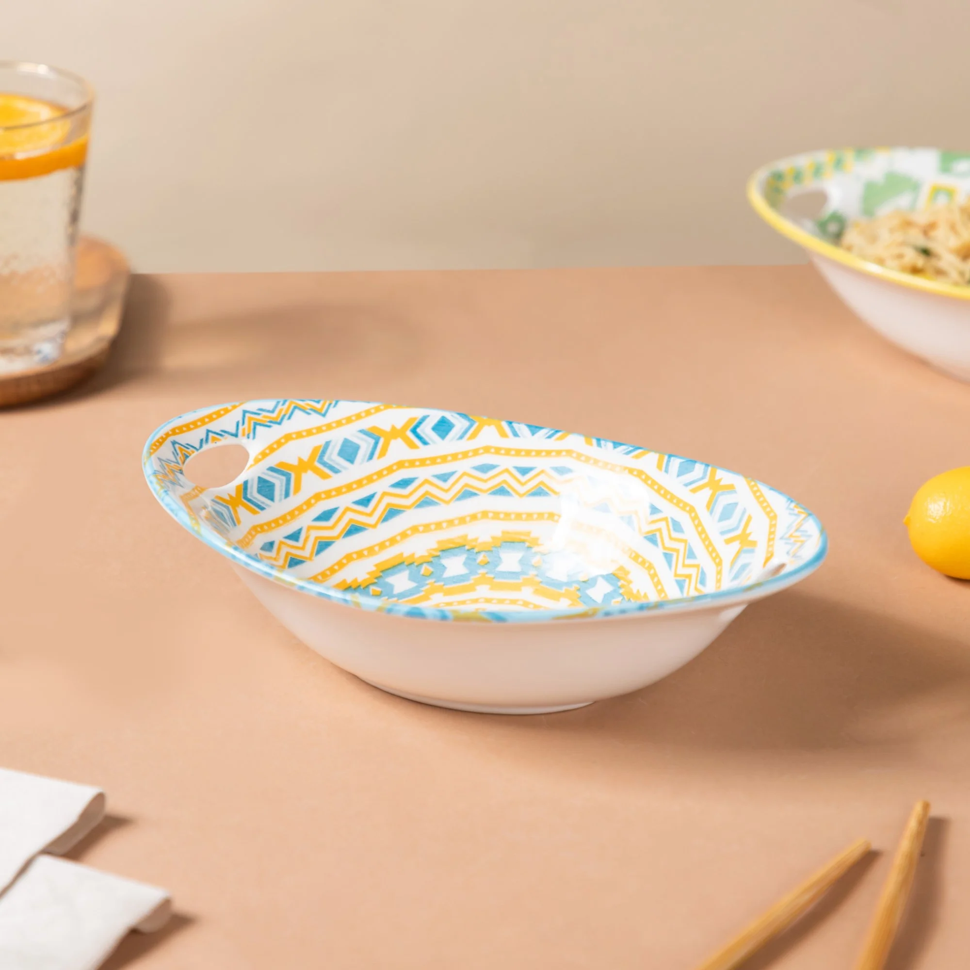 Mandala Ceramic Abstract Baking Bowl With Handle - Image 3