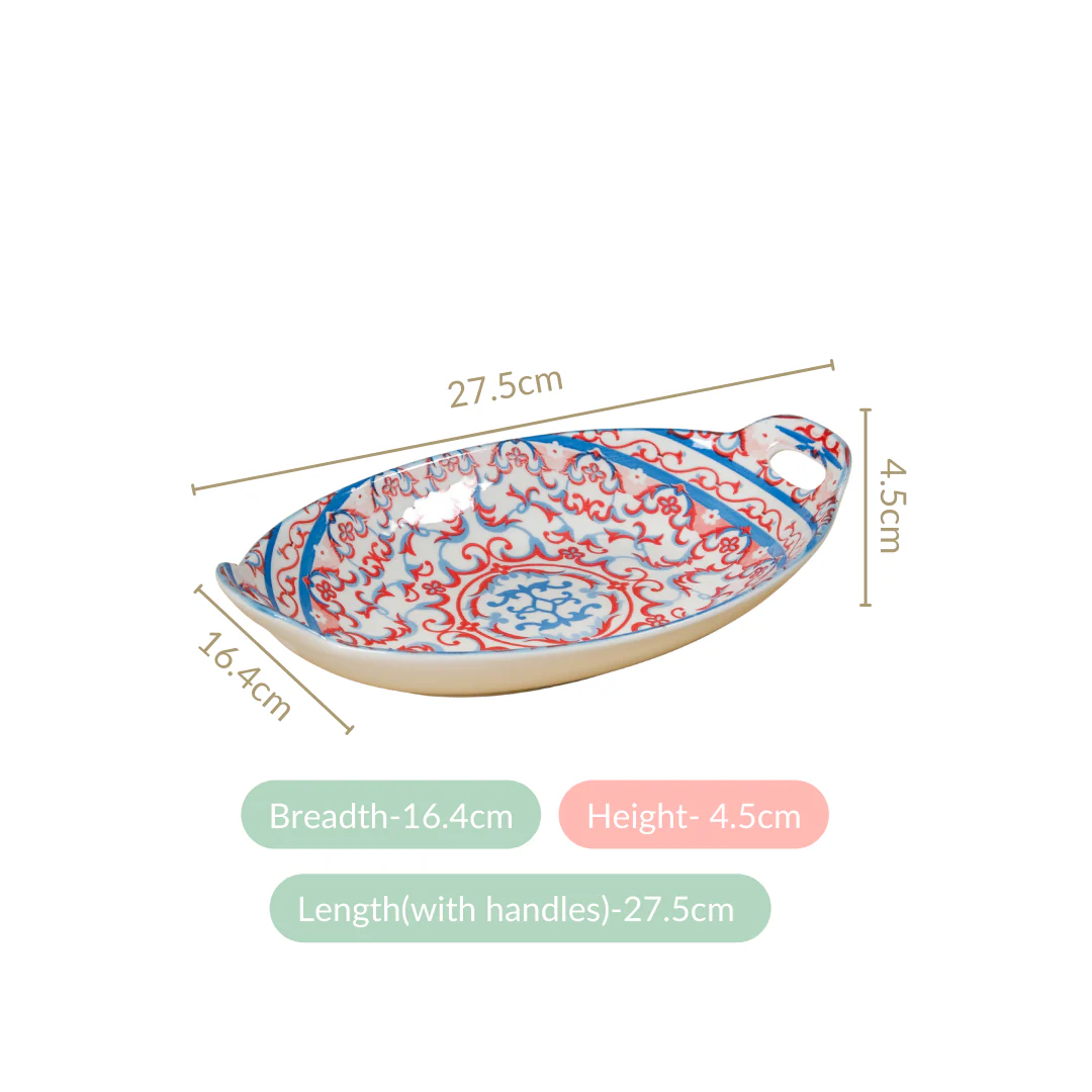 Mandala Long Dish Red And Blue Set Of 2 - Image 4