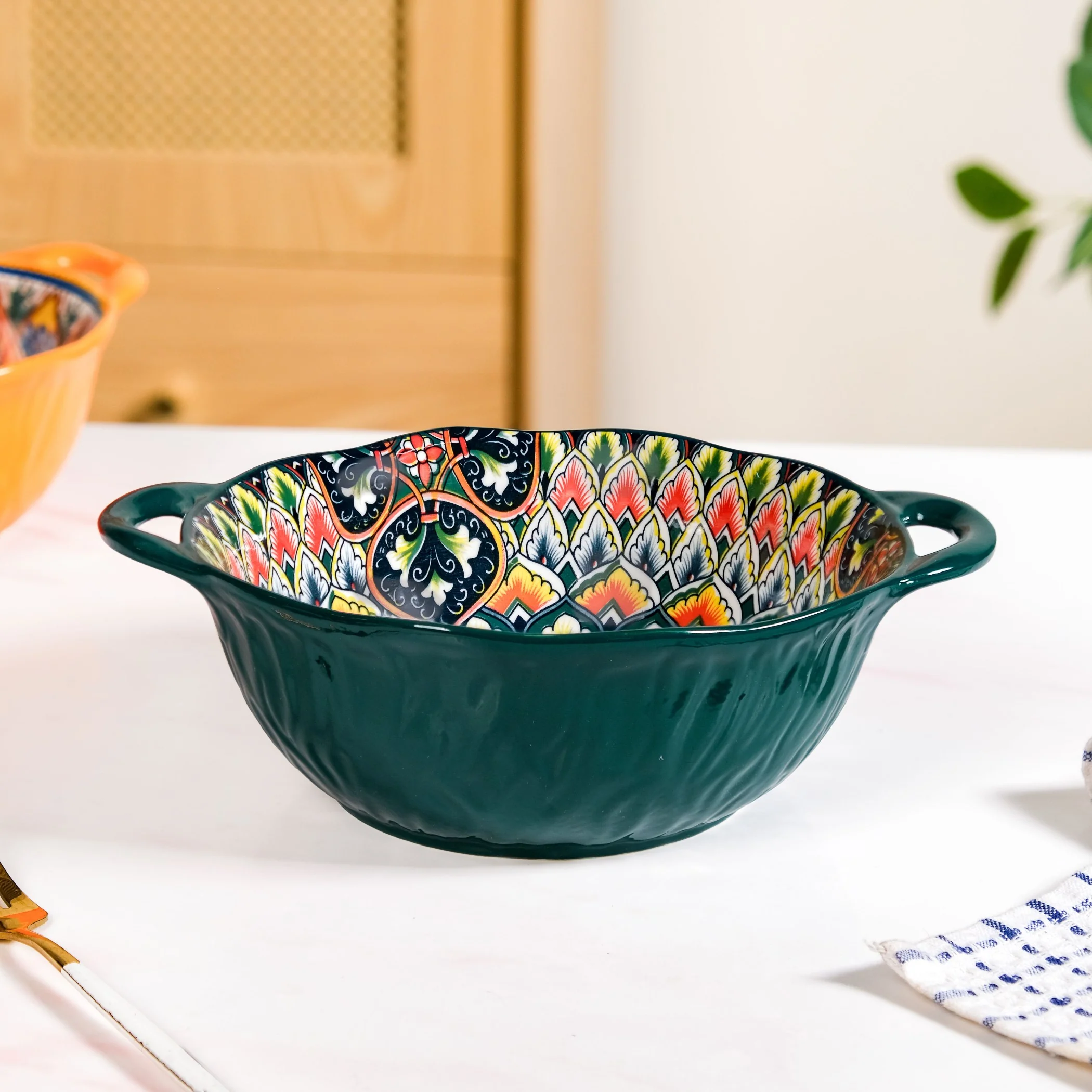 Mandala Melange Serving Bowl Green 1500ml - Image 9