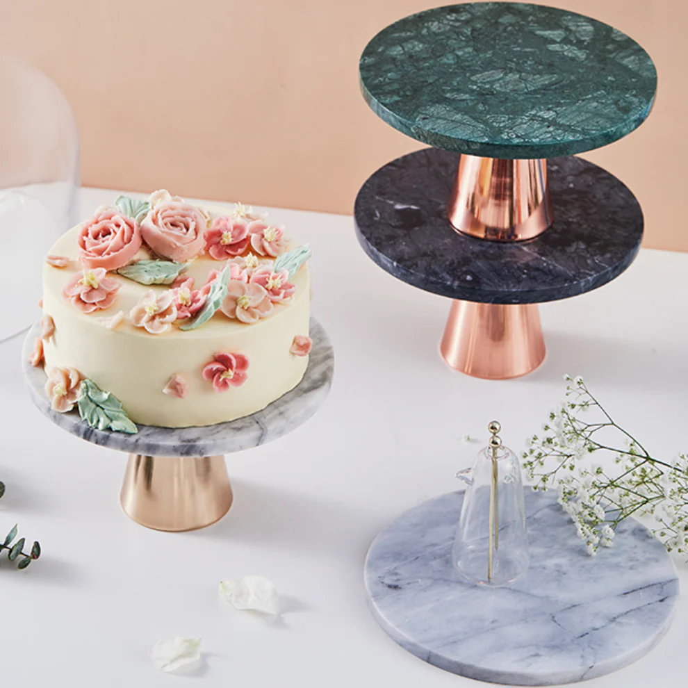 Marble and Metal Cake Stand 8 inch - Image 9