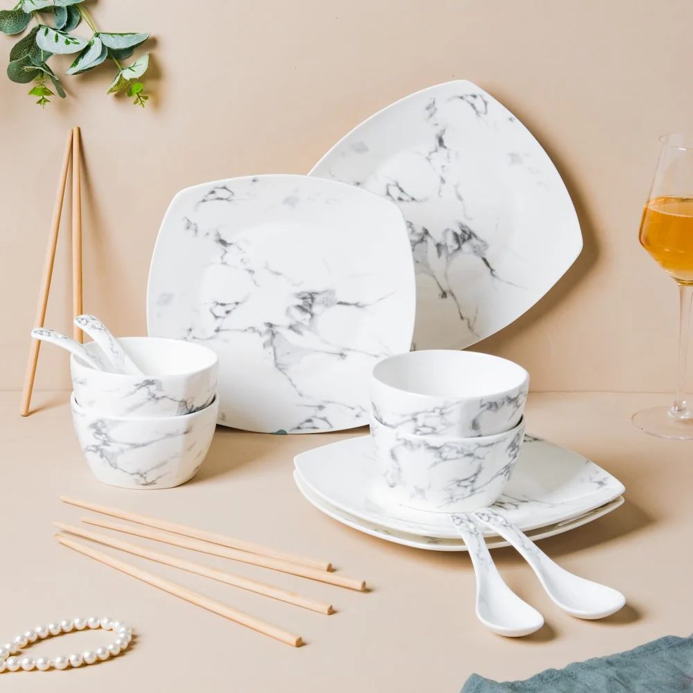 Marble 16 Piece Pasta Snack Set For 4 - Image 16