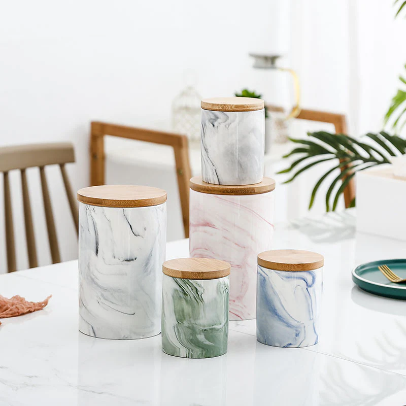 Marble Green Jar with Lid - Image 8