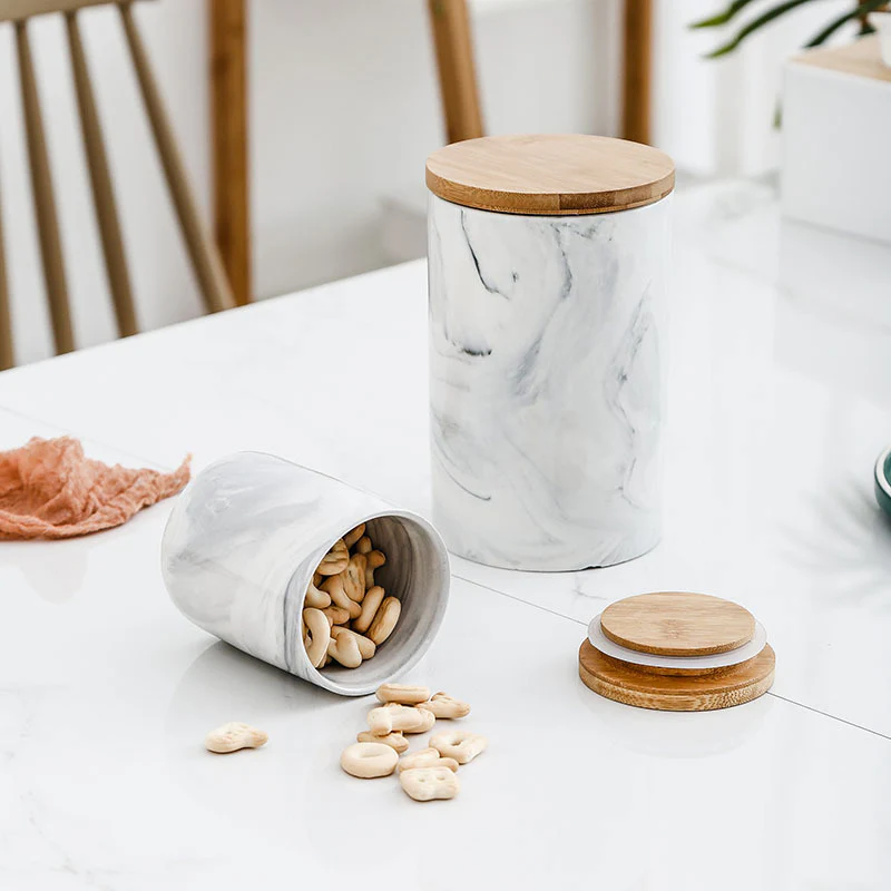 Marble Grey Jar with Lid - Image 2