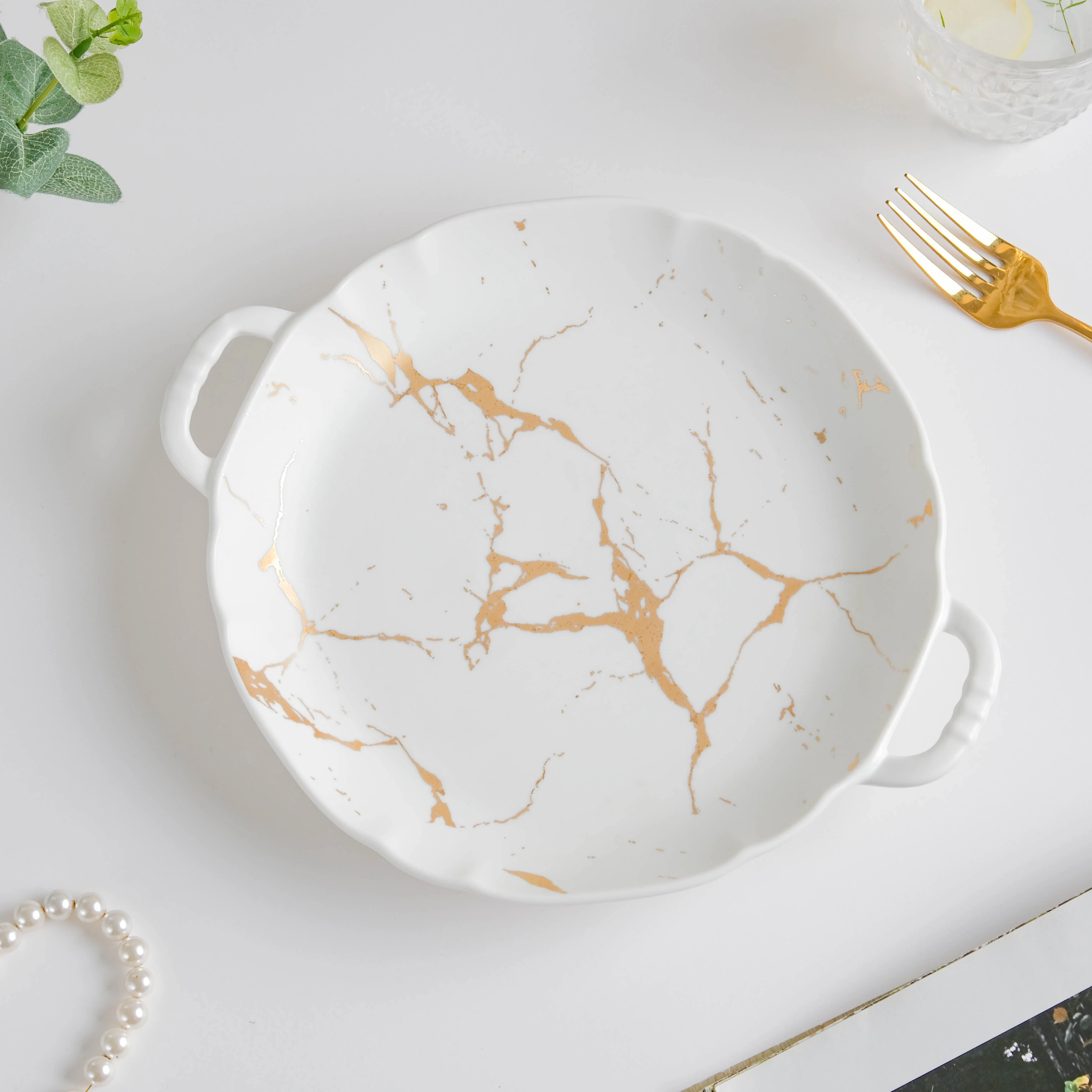 Marble Plate With Handles 8.5 Inch - Image 4