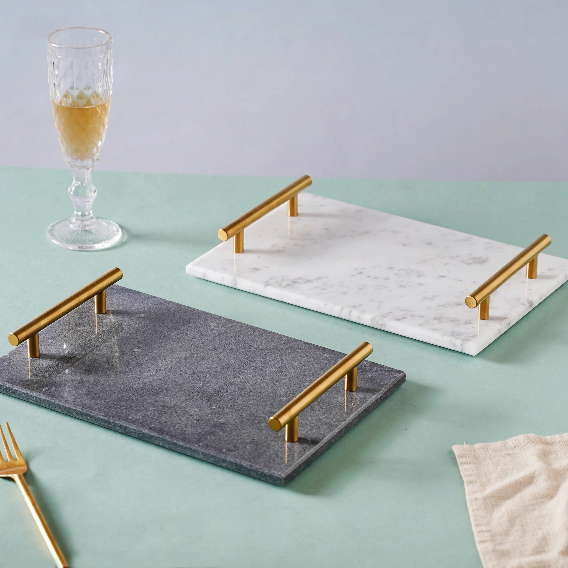 Marble Platter With Gold Handle - Image 9