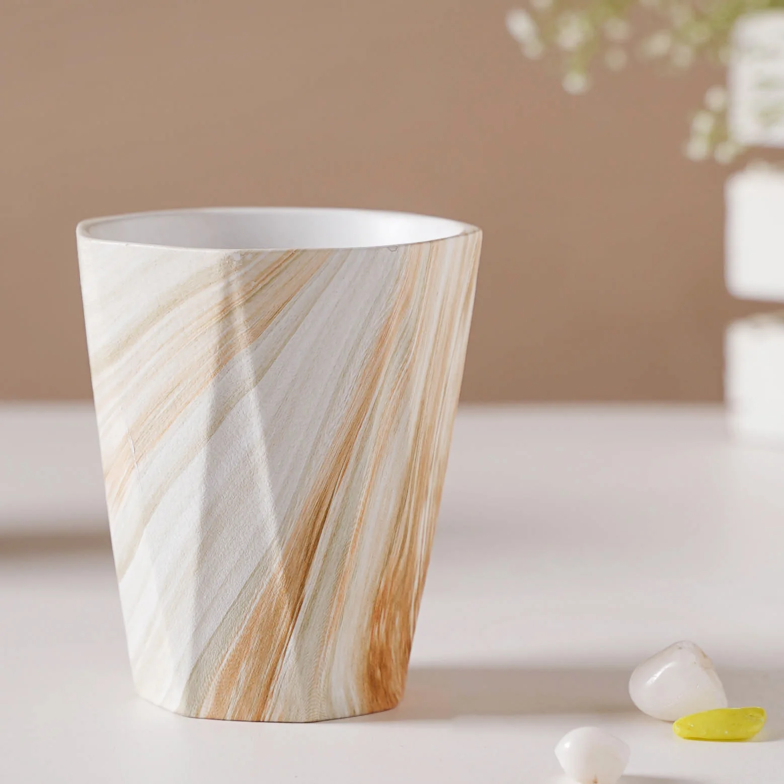 Marble Wonder Flower Planter With Coaster Set Of 6 - Image 9