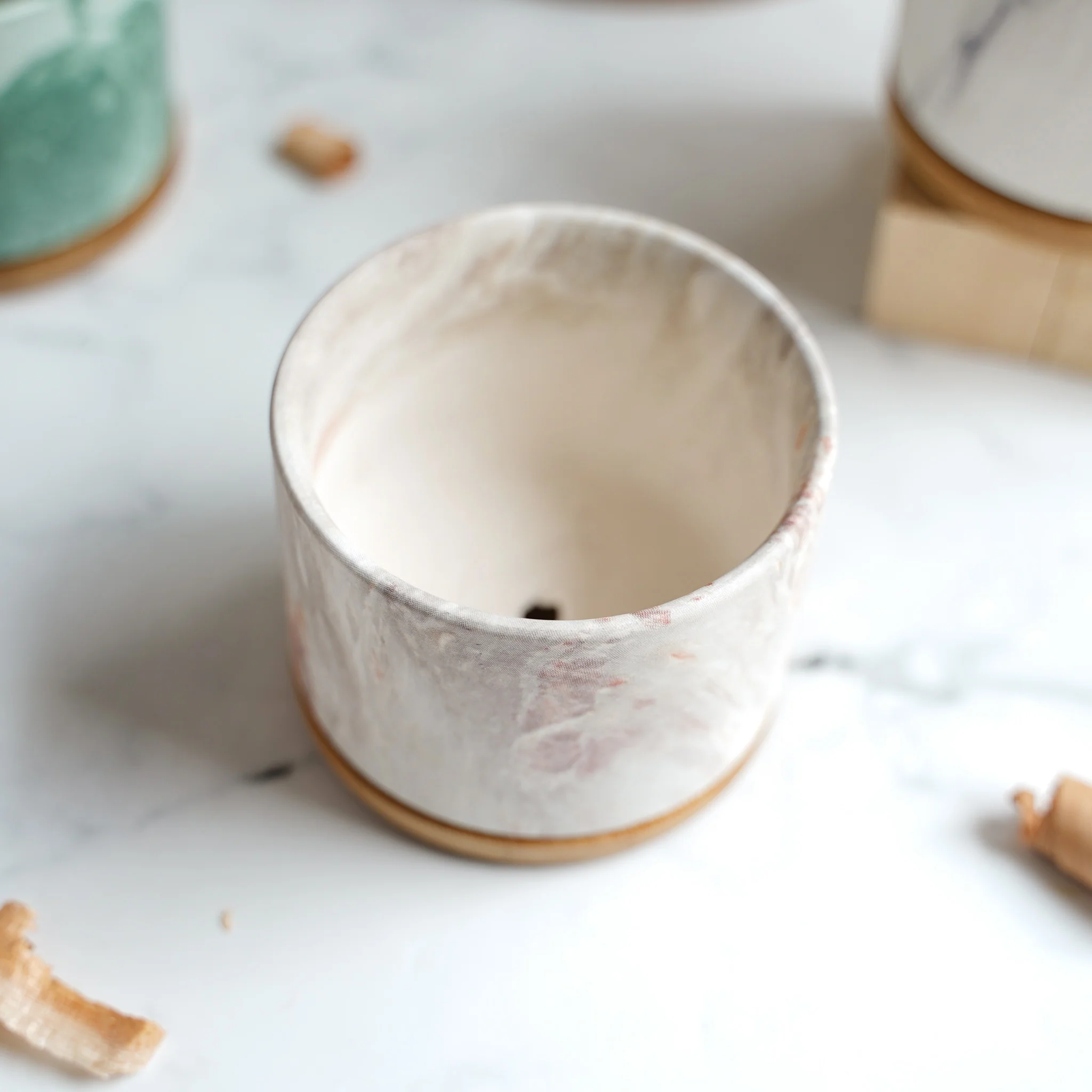 Marbleous Ceramic Flower Planter With Coaster Set Of 4 - Image 13