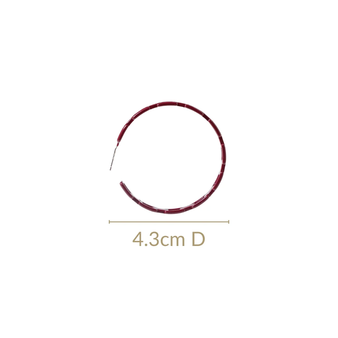 Maroon Chain Link Design Hoops - Image 3