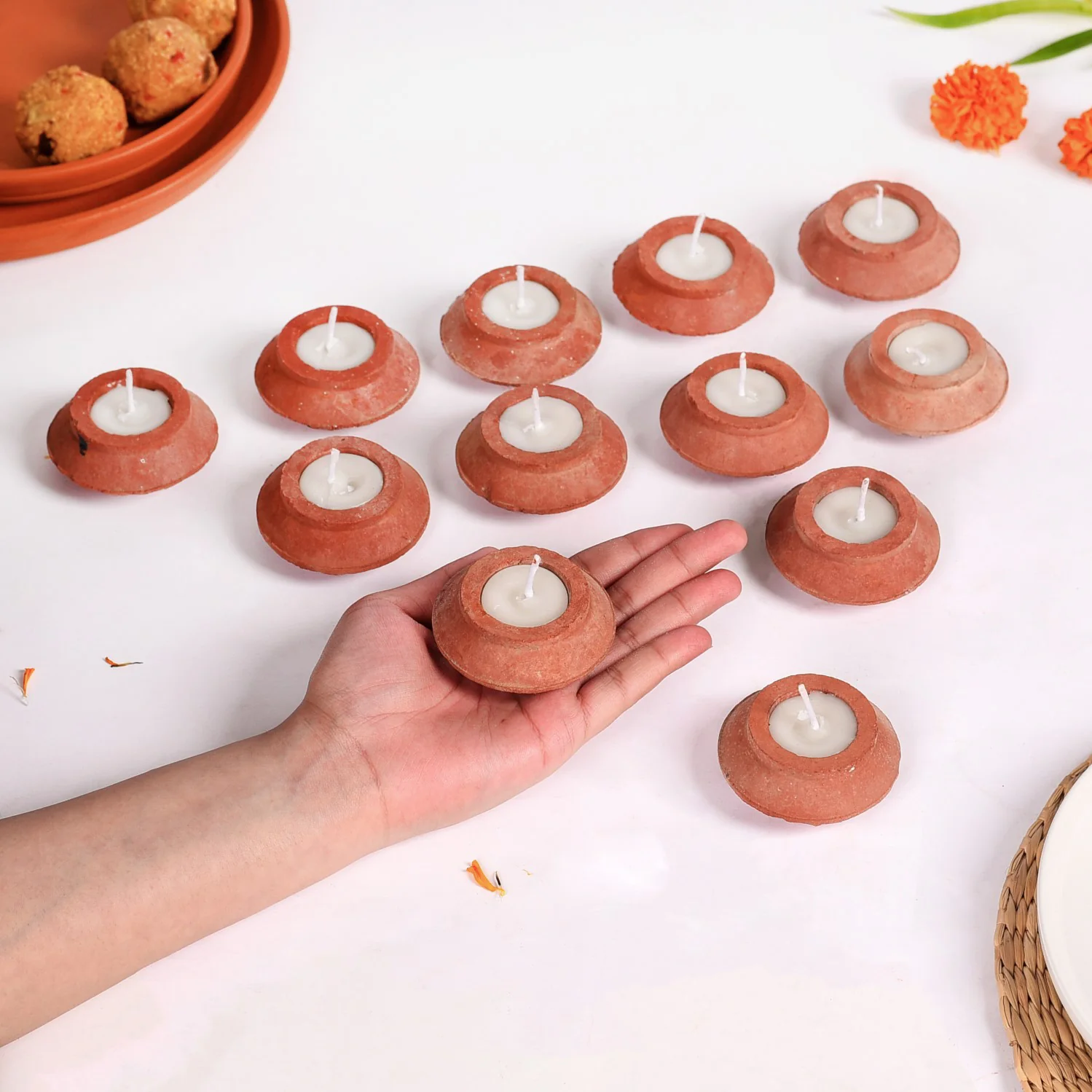 Matki Earthen Clay Diyas Set Of 24 - Image 4