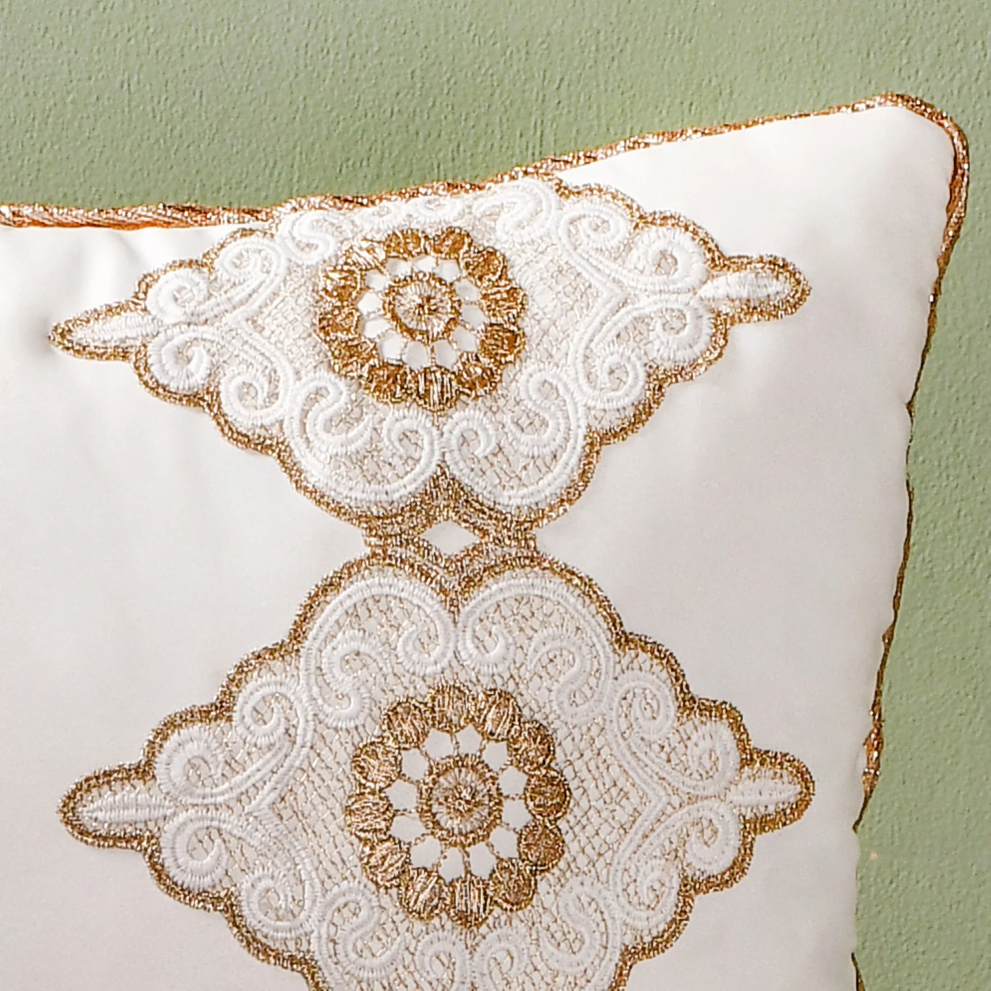 Mehrab Embroidered Zari Lace Cushion Cover Set Of 3 - Image 8