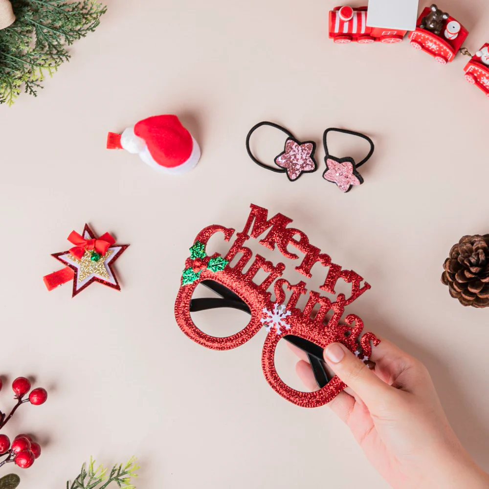 Merry Christmas Eye Frame and Hair Accessories Set of 5 - Image 3