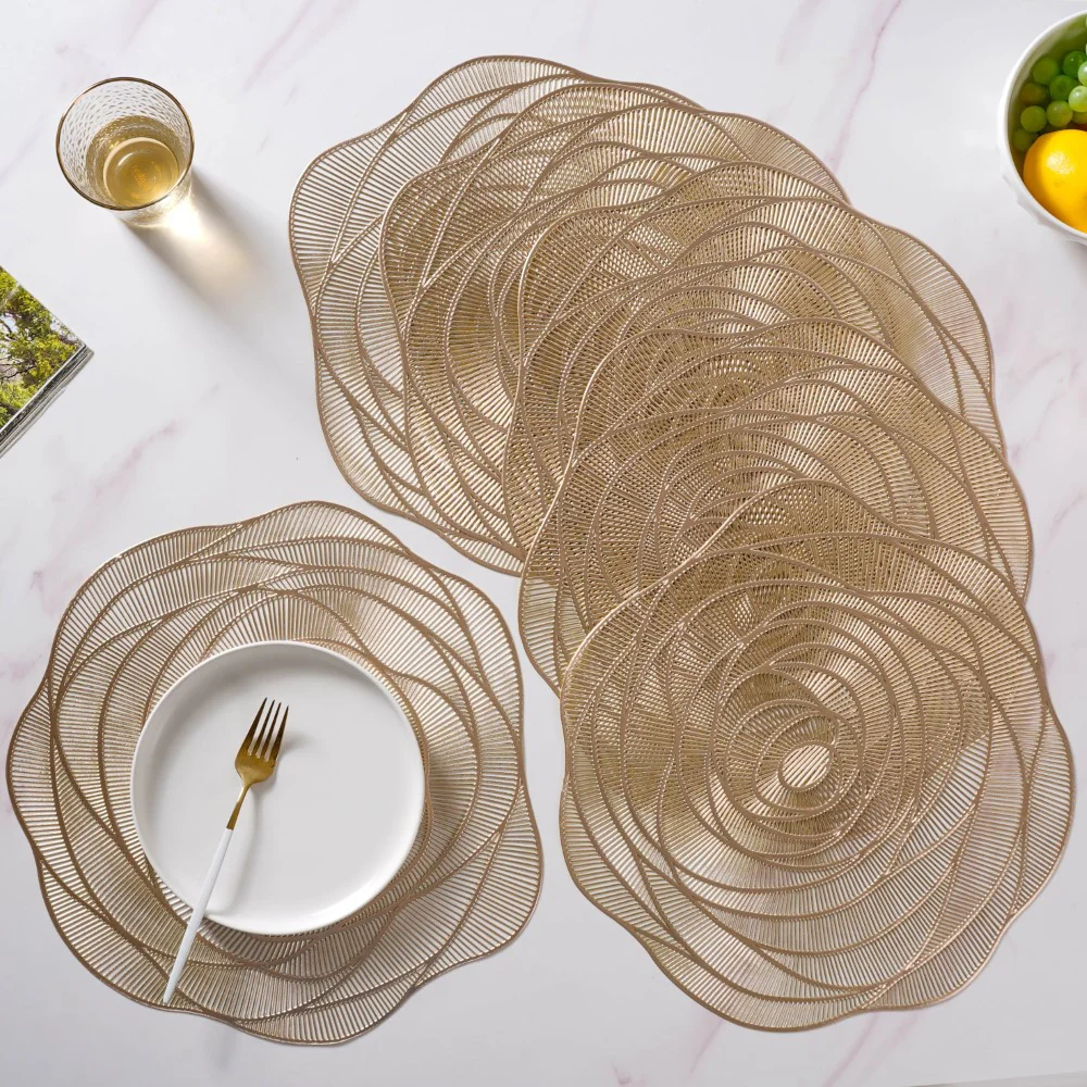 Metallic Rose Placemat Gold Set Of 6 15 Inch - Image 5