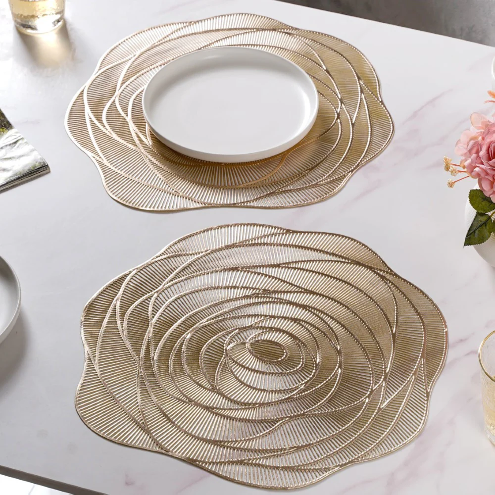 Metallic Rose Placemat Gold Set Of 6 15 Inch - Image 7