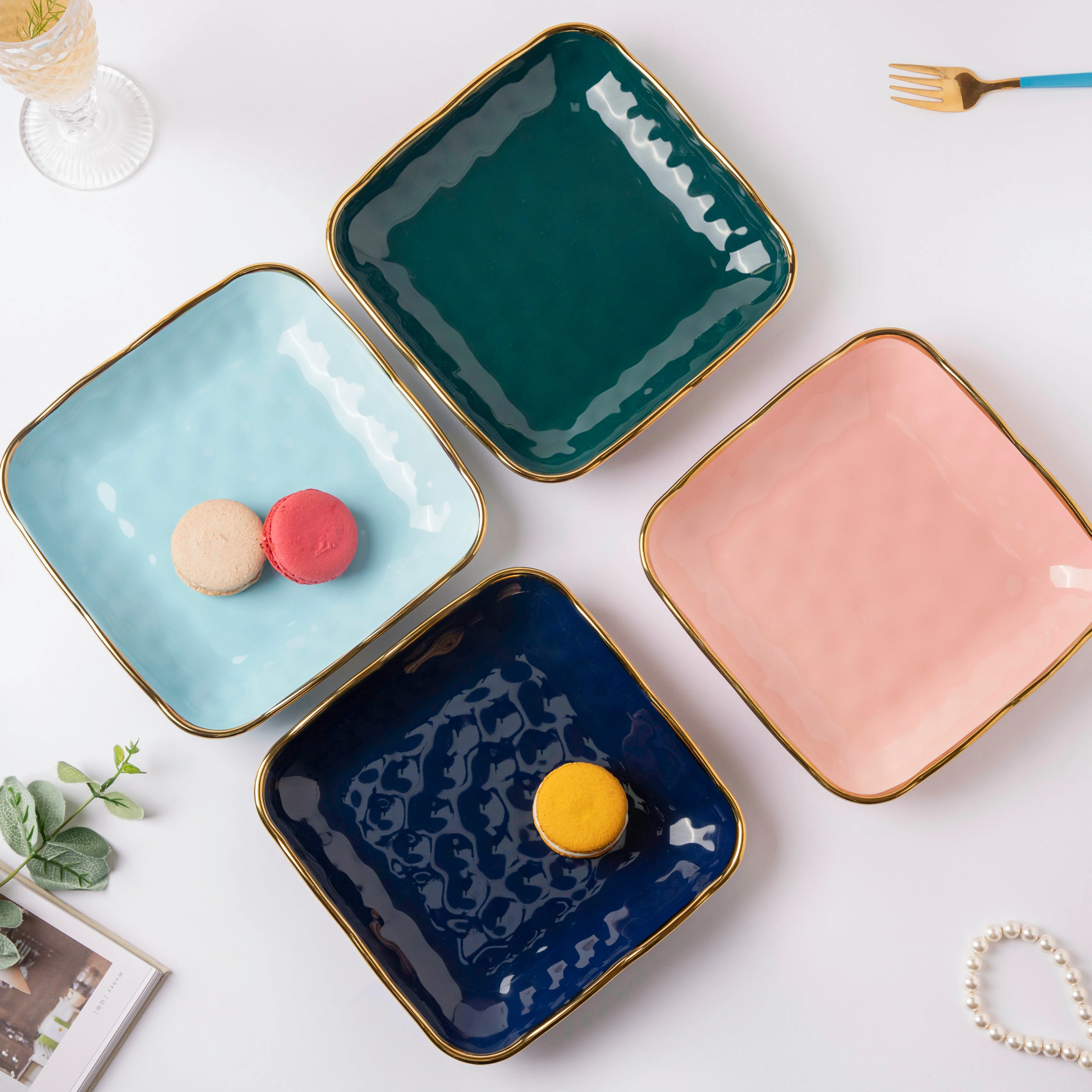 Midnight Blue Square Snack Plate 8 Inch - Image 5