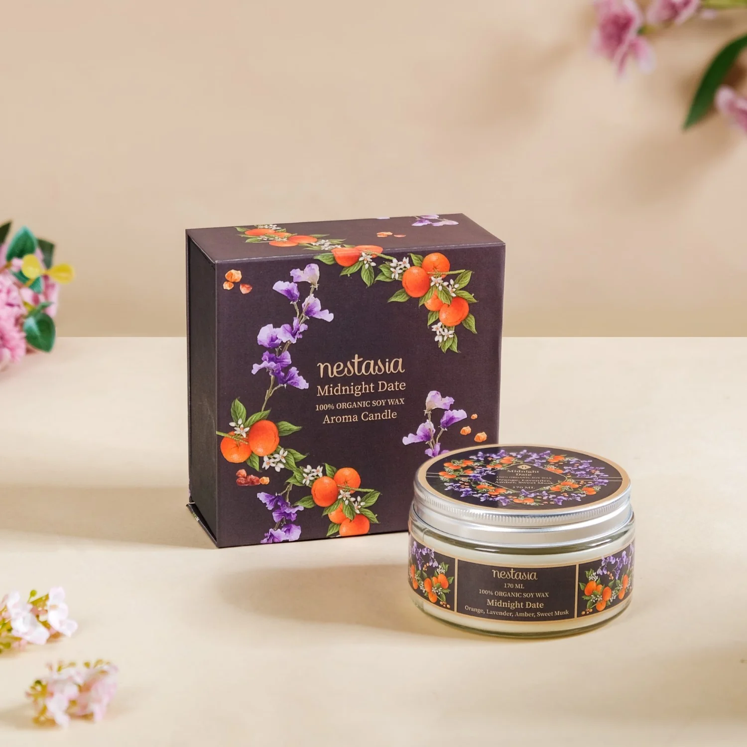 Midnight Date Scented Candle Jar For Aromatherapy 170ml - Image 8