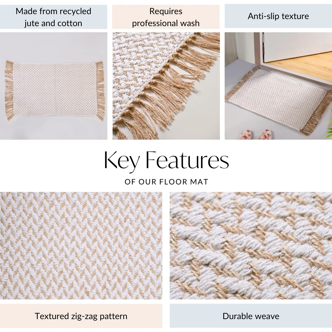 Minimal Cotton Anti Slip Floor Mat 96x50cm - Image 3