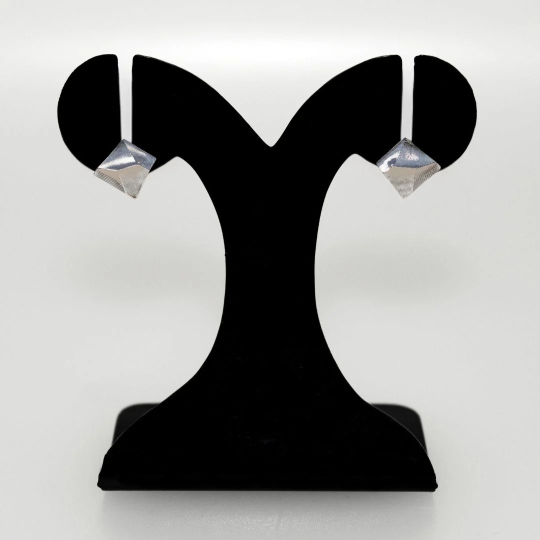 Minimalist Abstract Trapezoid Silver Studs - Image 6