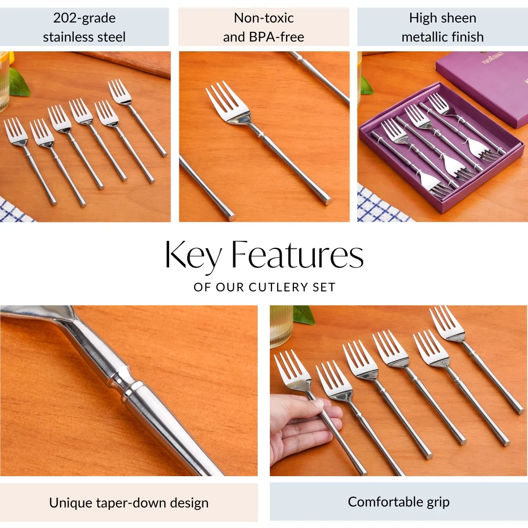 Minimalist Stainless Steel Fork Set Of 6 - Image 6