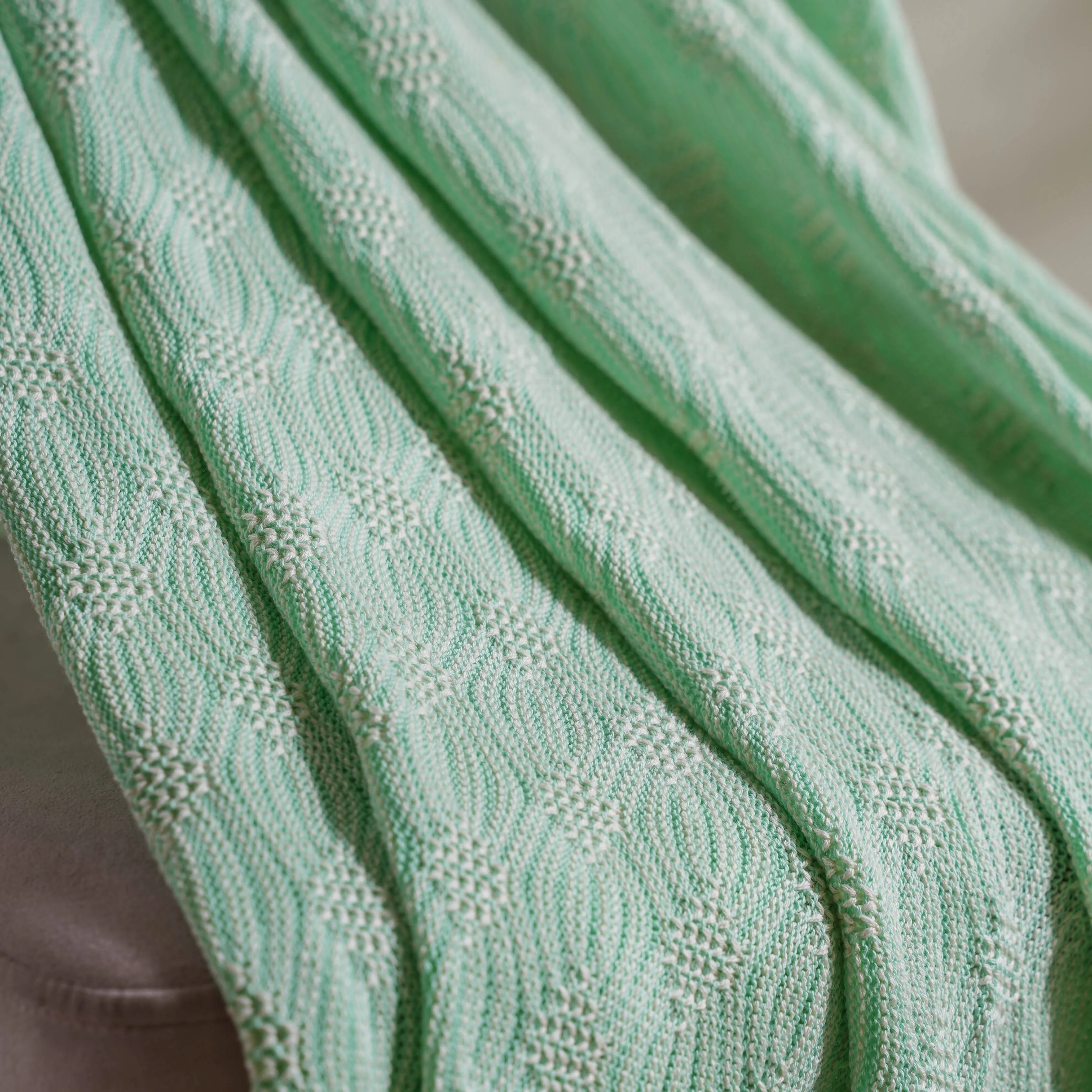 Mint And White Textured Throw - Image 3