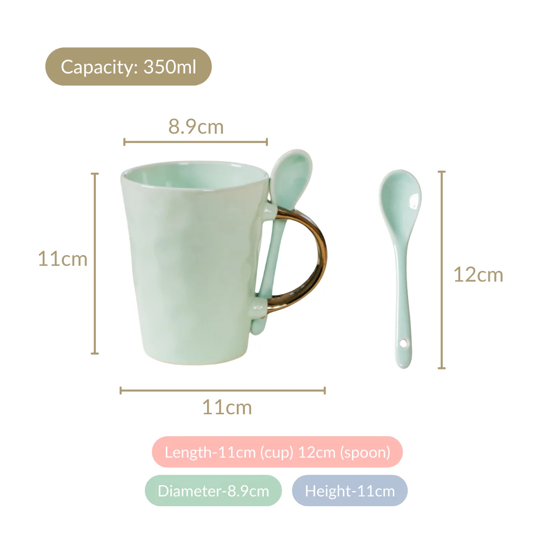 Mint Mugs With Spoon Set Of 6 350ml - Image 5