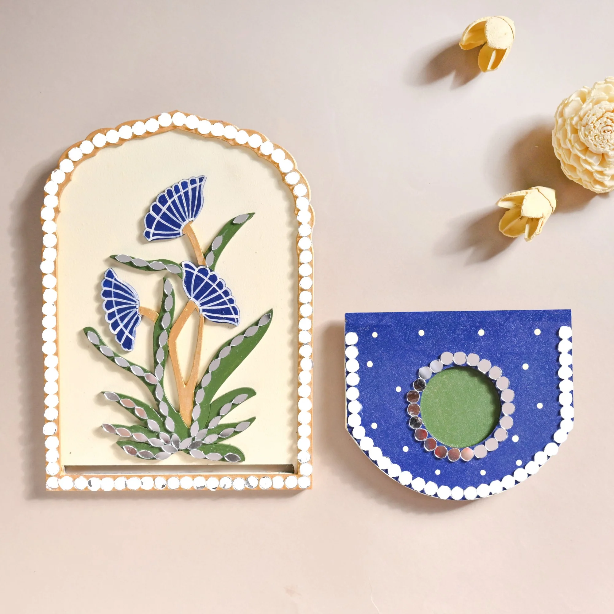 Mirrorwork Lippan Wall Tealight Holder Set Of 2 Royal Blue - Image 10
