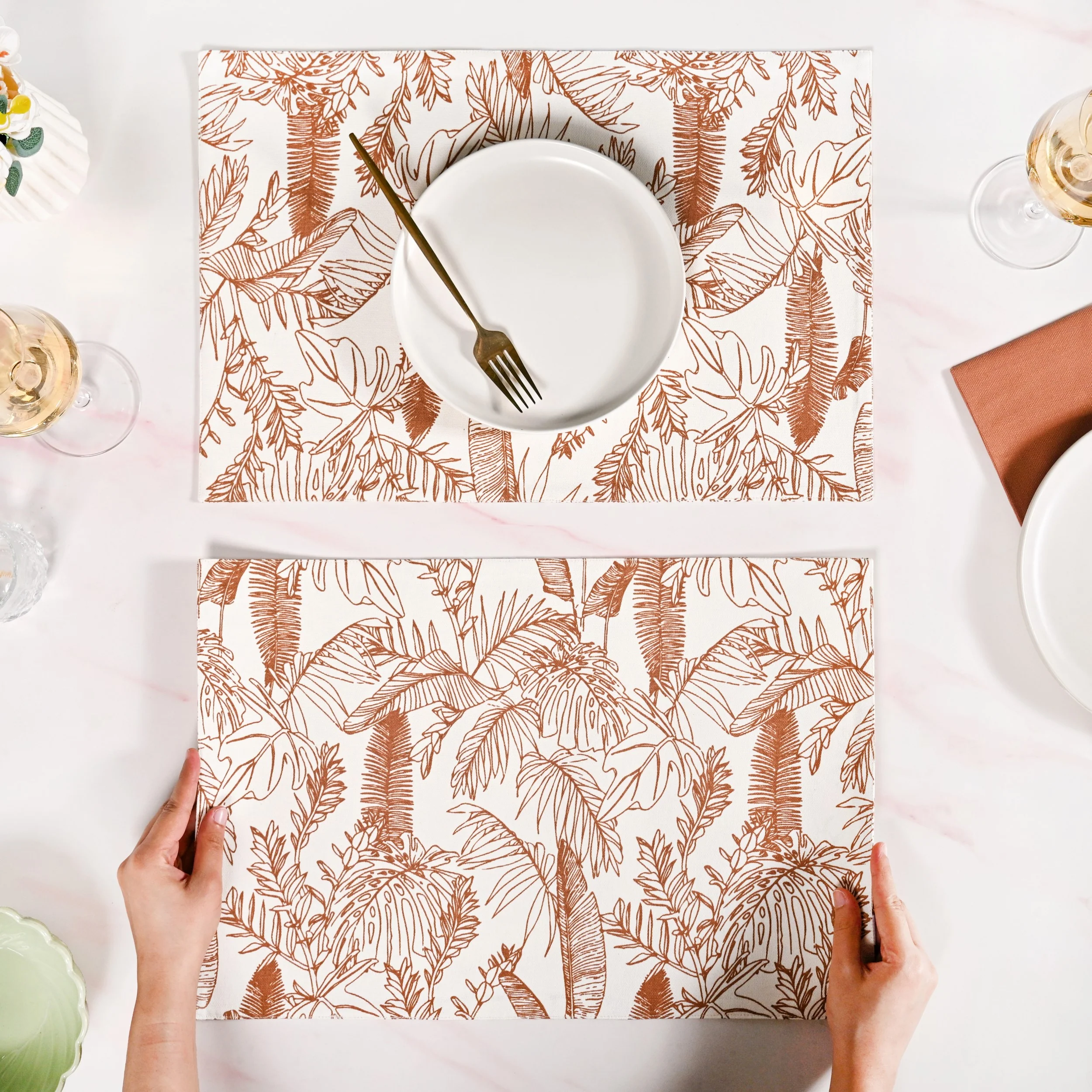 Mocha Fern Cotton Tablemat Set Of 4 - Image 3