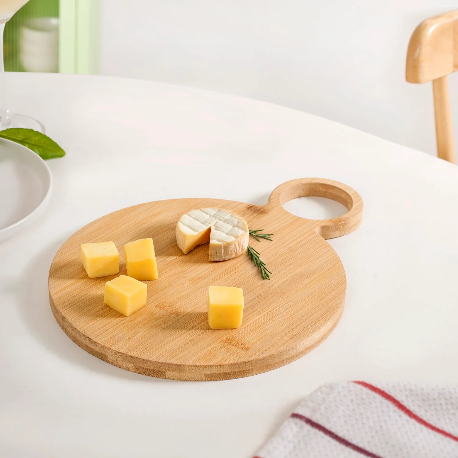 Mod Round Bamboo Serving Platter With Handle 12 Inch - Image 2