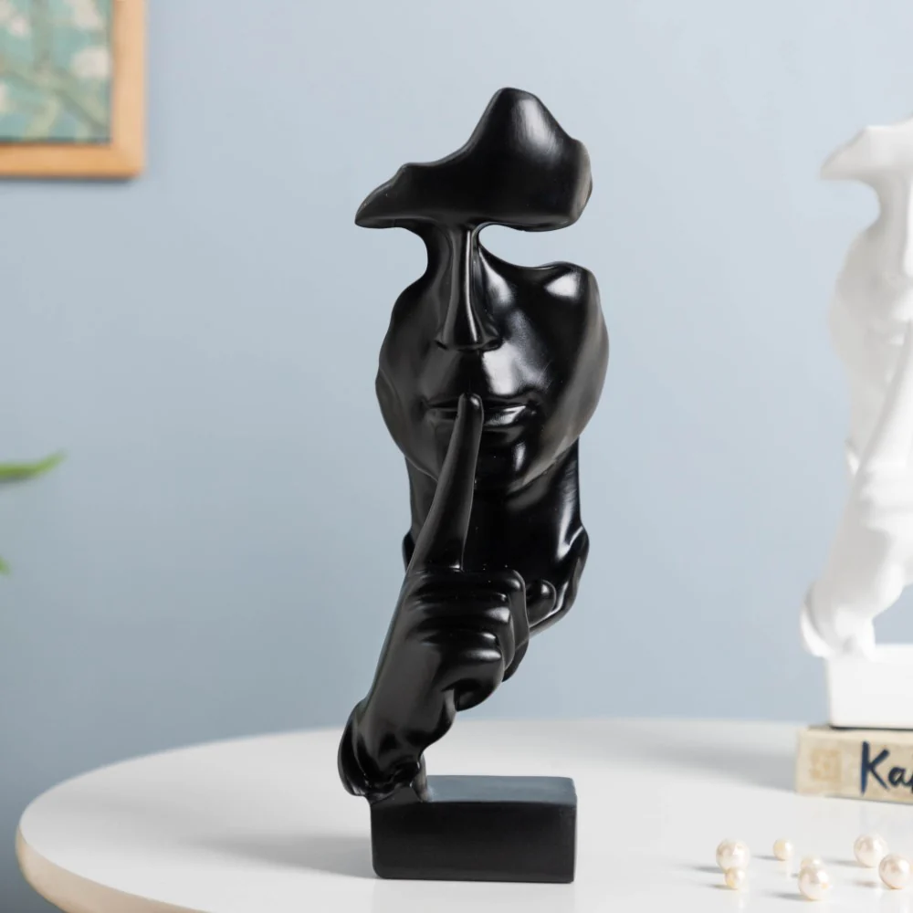Modern Art Resin Decor Object Black 10.5 Inch - Image 3