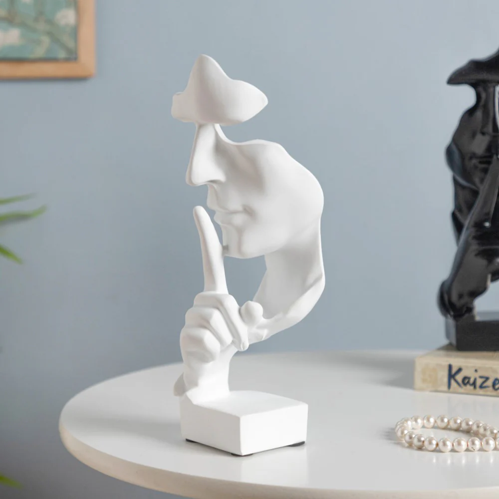 Modern Art Resin Decor Object White 10.5 Inch - Image 3