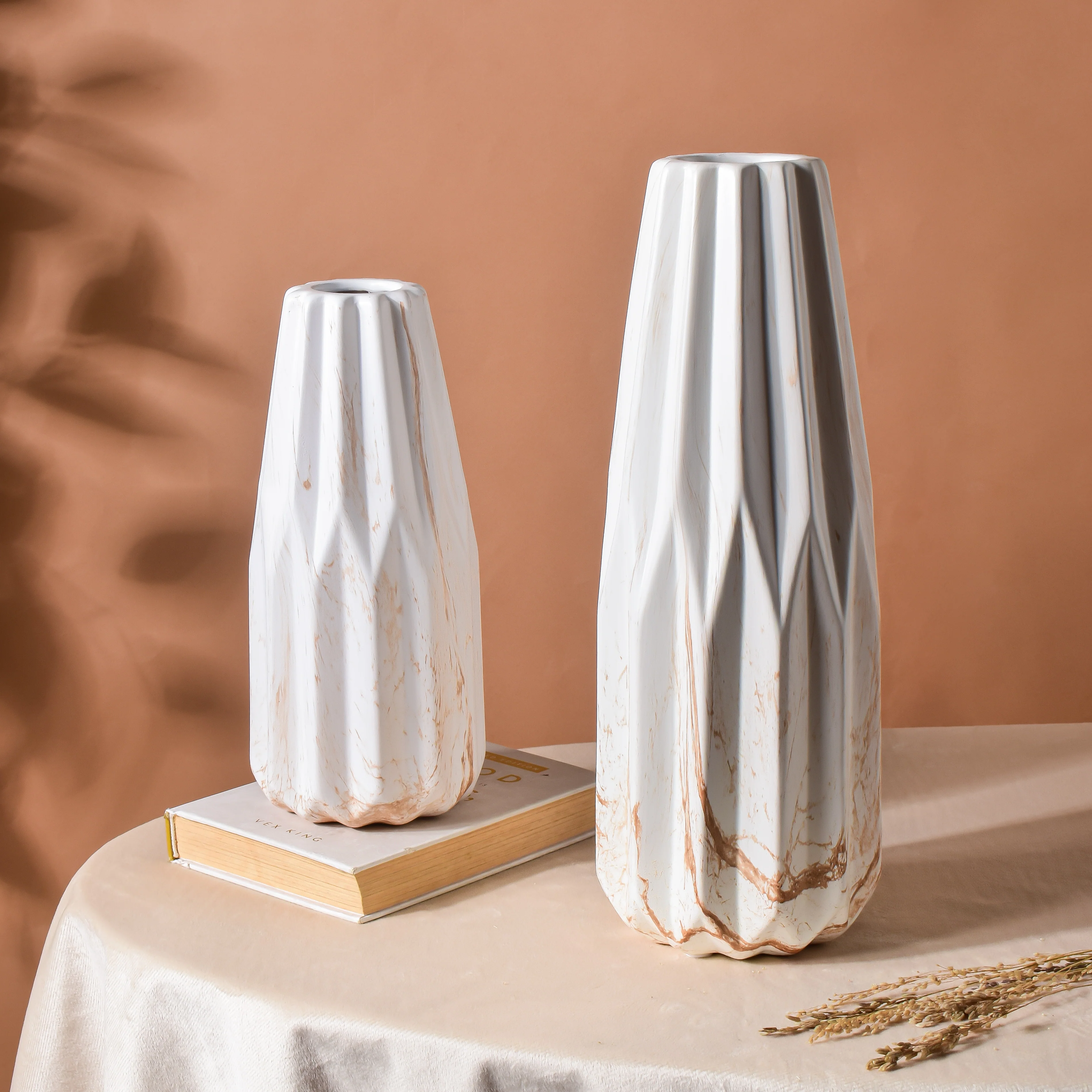 Modern Marble Pattern Ceramic Vase For Home White - Image 7