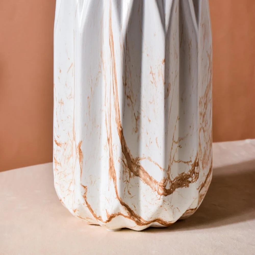 Modern Marble Pattern Ceramic Vase White - Image 4