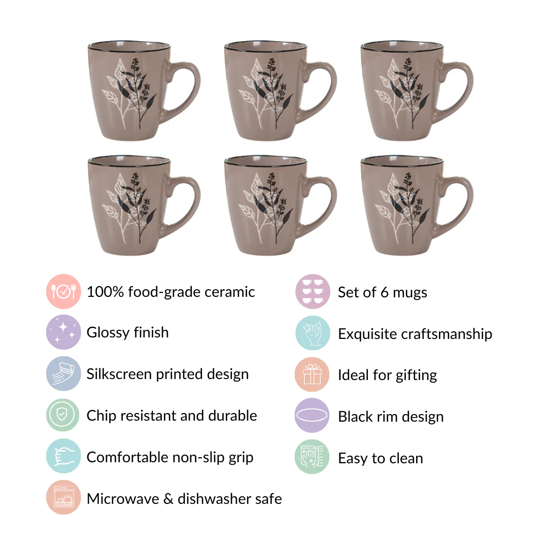 Modern Mug Set of 6 Taupe 250ml - Image 4