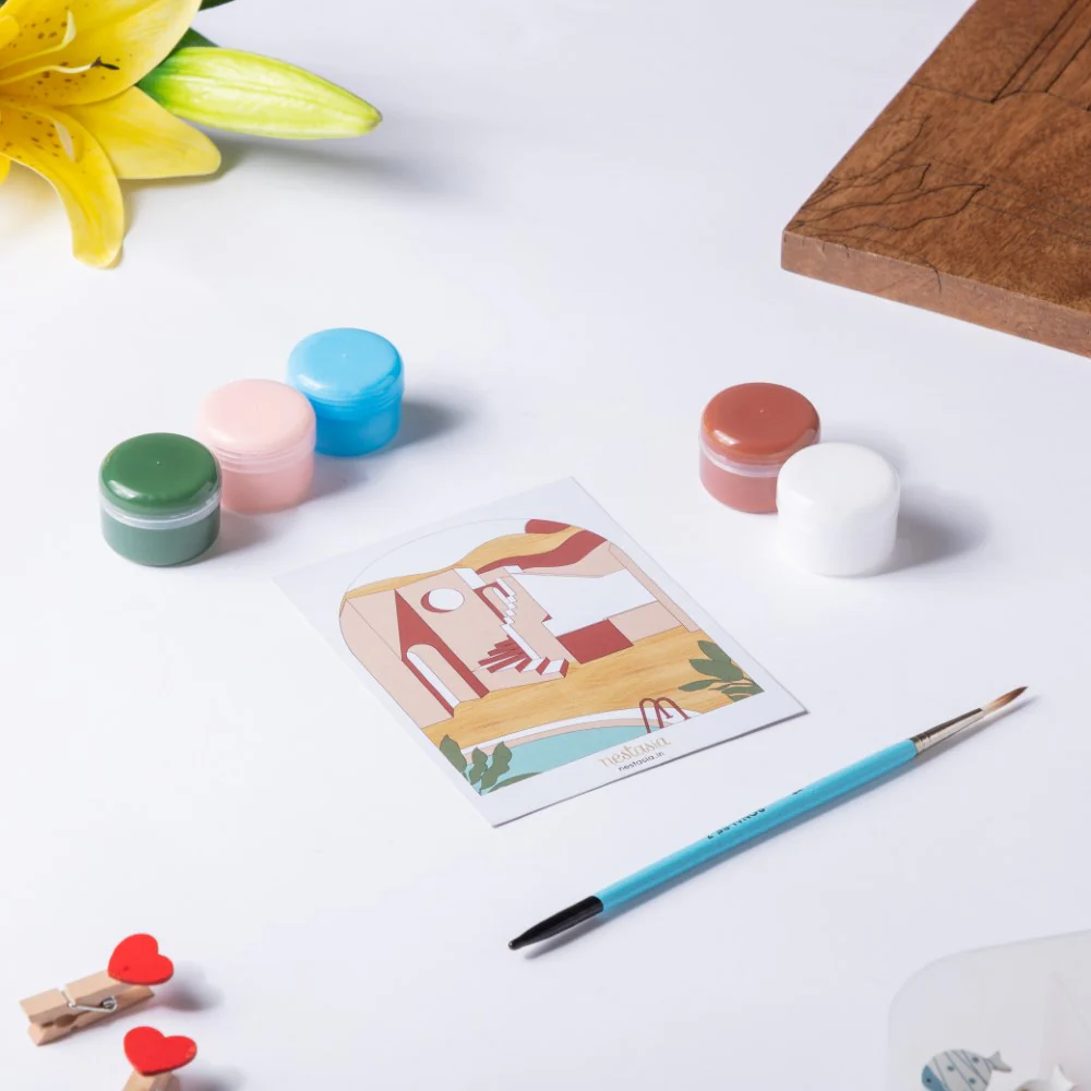 Modern Poolside Wooden DIY Paint Kit 13x10 Inch - Image 2