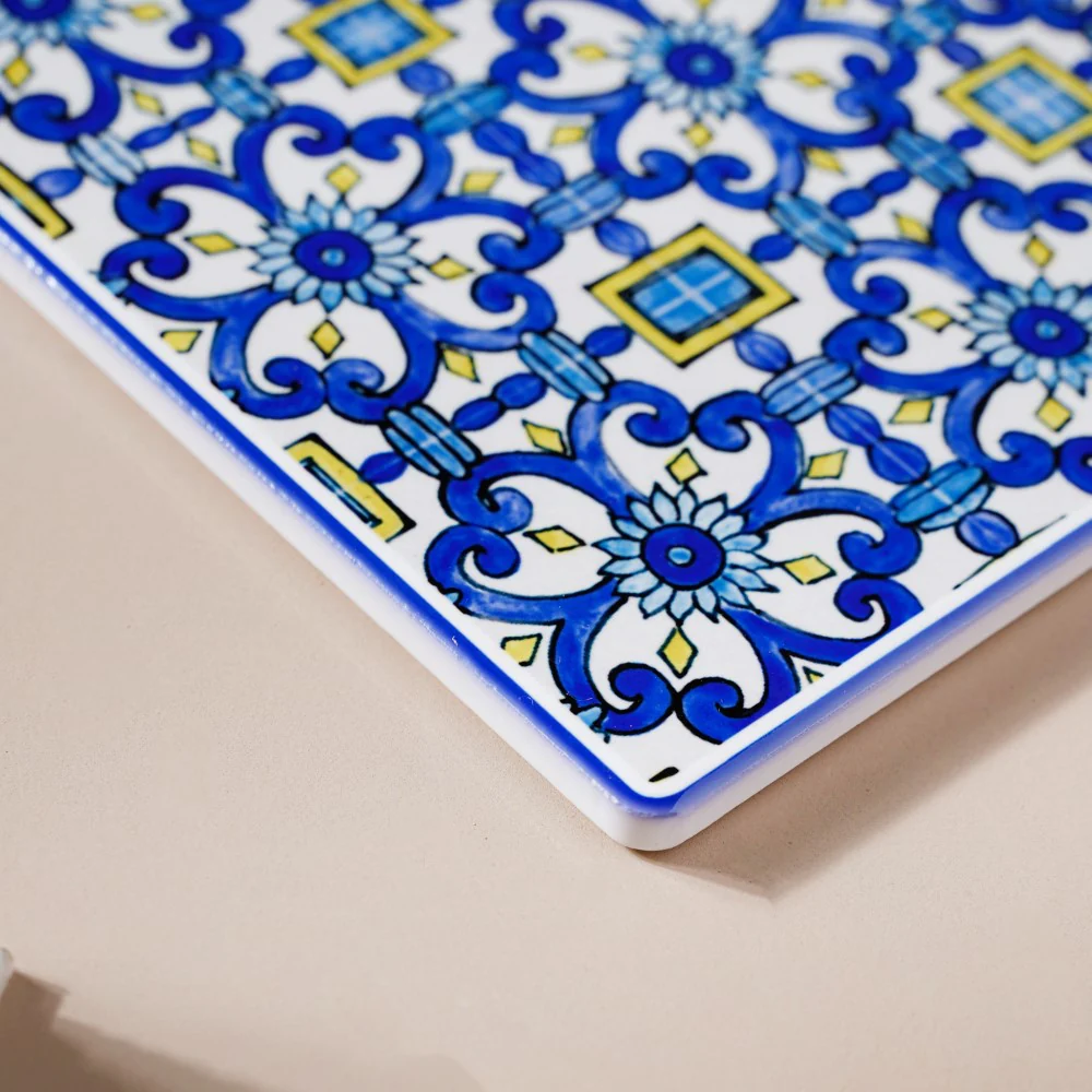 Moroccan Art Ceramic Platter With Handle Blue 9 Inch - Image 6