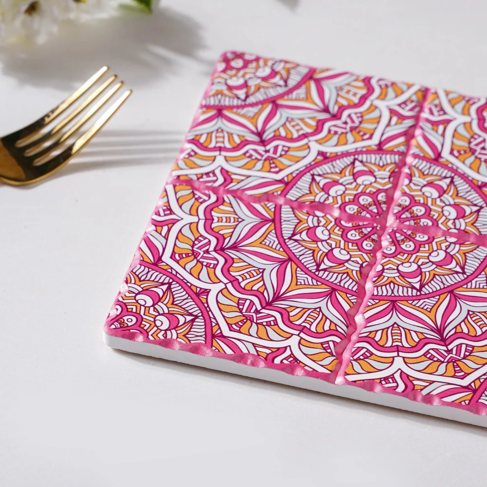 Moroccan Art Square Ceramic Tiled Trivet Pink - Image 5