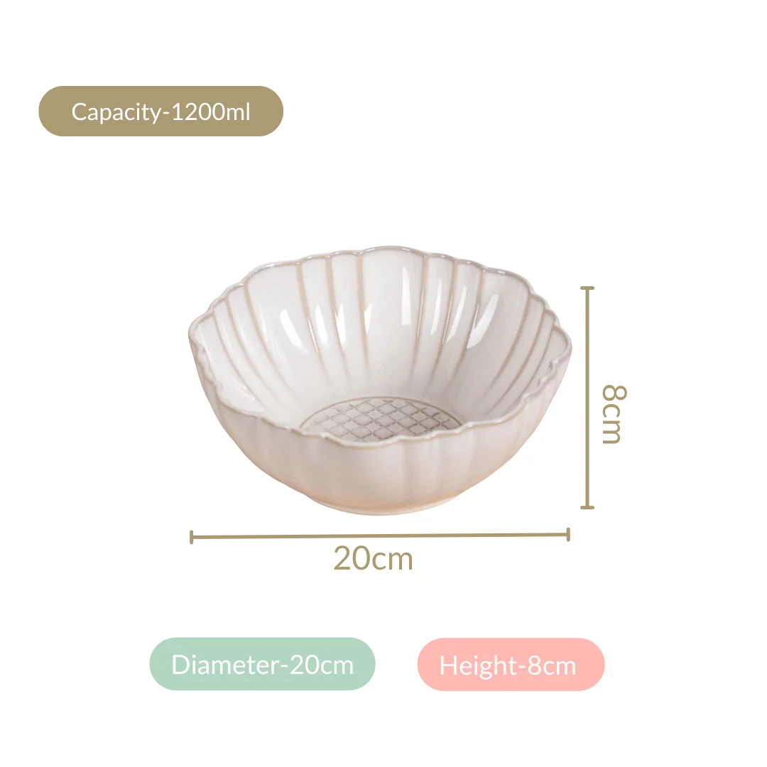 Moroccan Motif Serving Bowl Stoneware Ivory Set Of 2 1200ml - Image 6