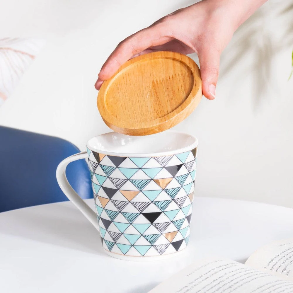 Mosaic Multicoloured Mug With Wooden Lid 500 ml - Image 2