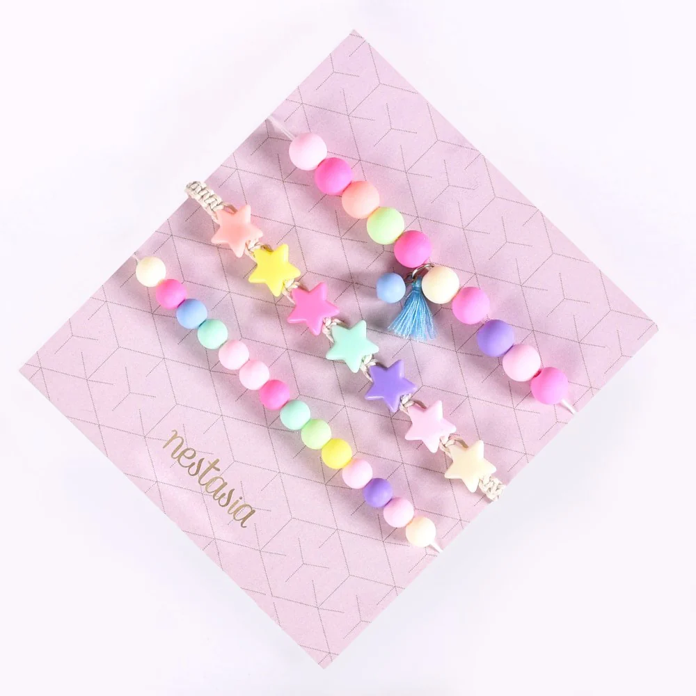 Multicolour Beads And Stars Stackable Bracelet Set Of 3 - Image 2