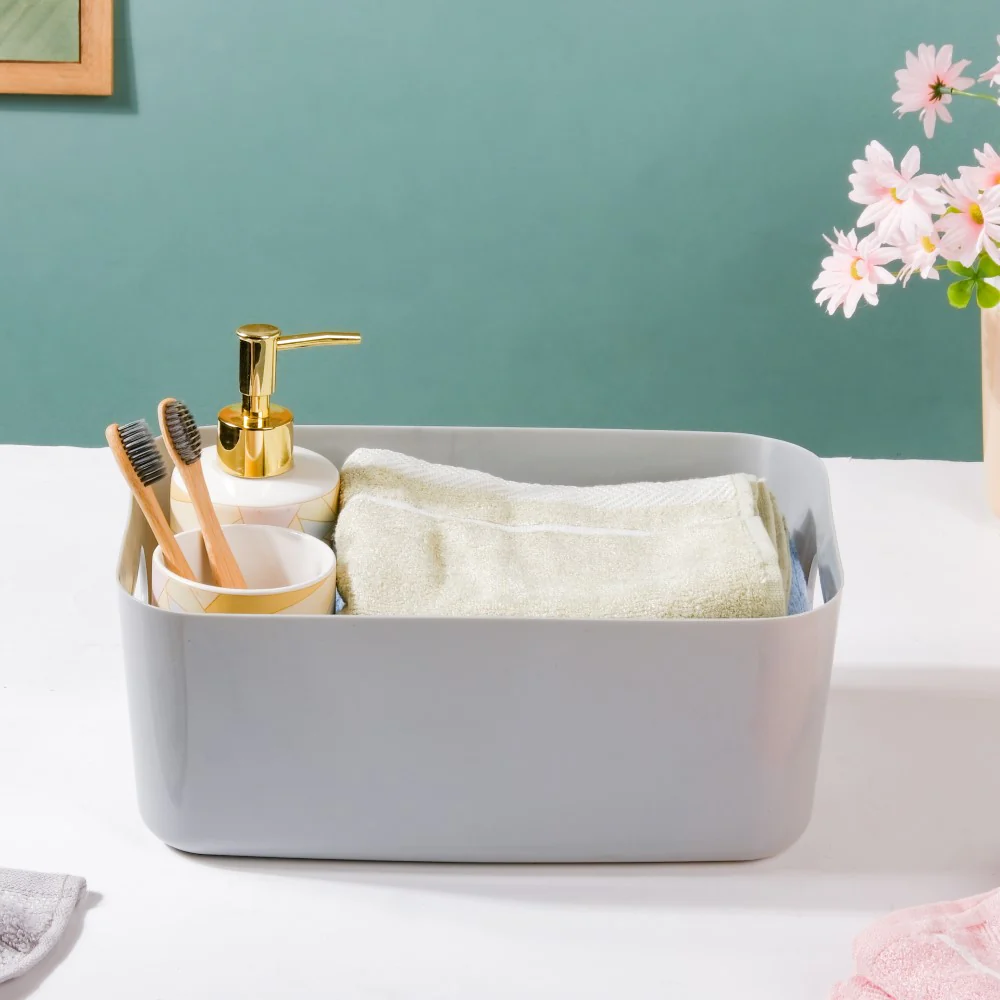 Multipurpose Storage Basket Grey Set Of 2 11 Inch - Image 11