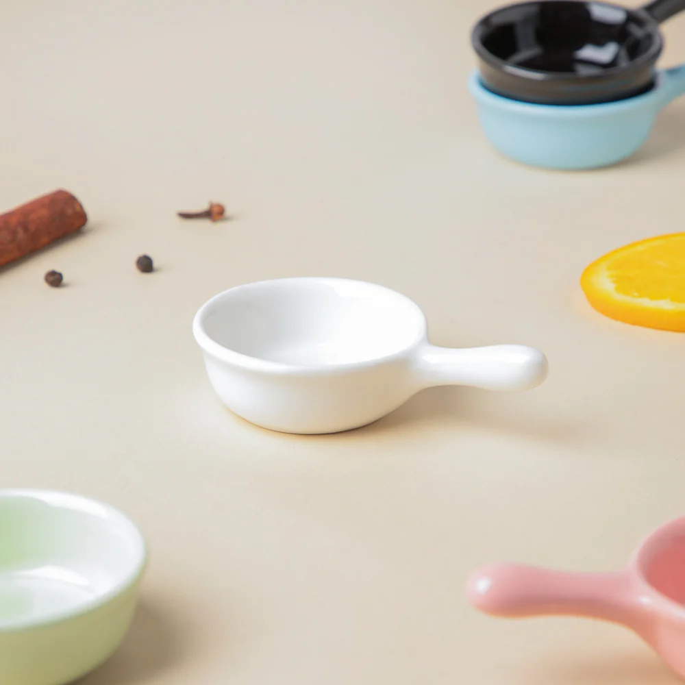 Munch Mania Dip Bowl With Handle White 30 ml - Image 4