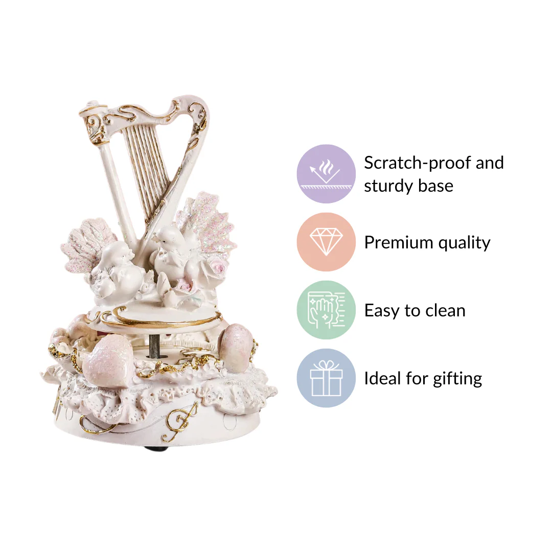 Musical Doves Showpiece Rotating Decor White - Image 4