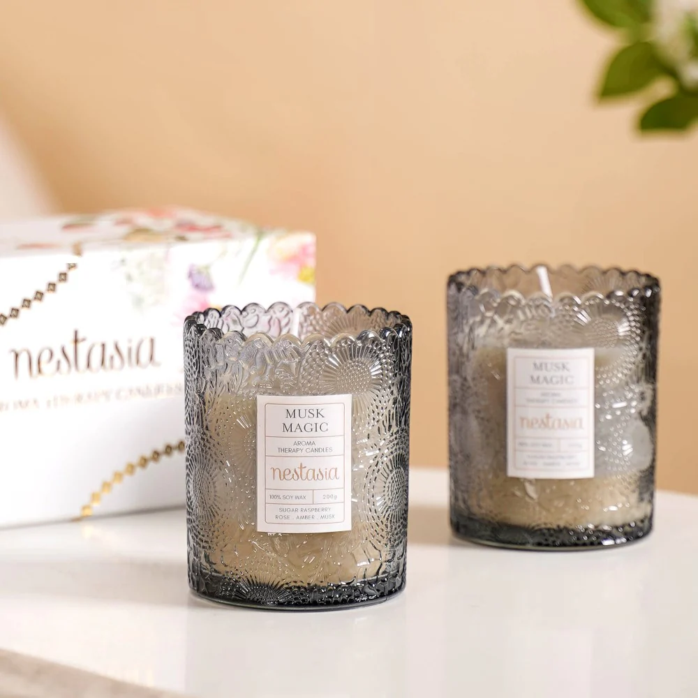 Musk Scented Soy Wax Votive Candle Jar Set Of 2 - Image 5